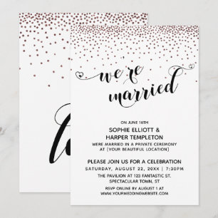 Wir sind verheiratet Script Rose Gold Konfetti Hoc Einladung