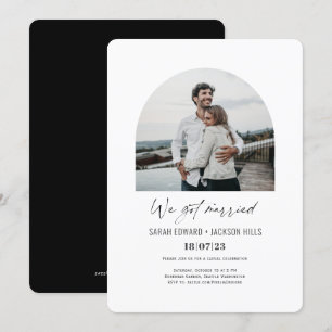 Wir sind verheiratet Simple Arch Photo Elopement E Einladung