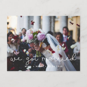 Wir sind verheiratet Süßes Drehbuch Hochzeitsfoto Postkarte