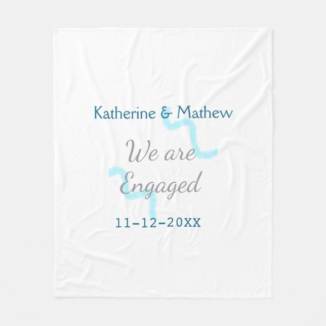 Wir sind verlobt blaugraue Aquarellspirale stilvol Fleecedecke (Vorderseite)