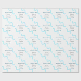 Wir sind verlobt blaugraue Aquarellspirale stilvol Geschenkpapier