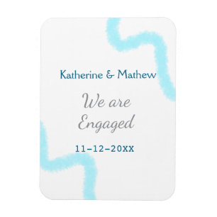 Wir sind verlobt blaugraue Aquarellspirale stilvol Magnet