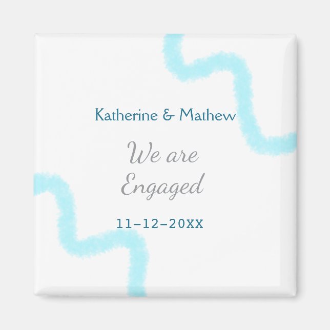 Wir sind verlobt blaugraue Aquarellspirale stilvol Magnet (Vorne)