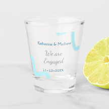 Wir sind verlobt blaugraue Aquarellspirale stilvol