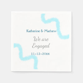 Wir sind verlobt blaugraue Aquarellspirale stilvol Serviette