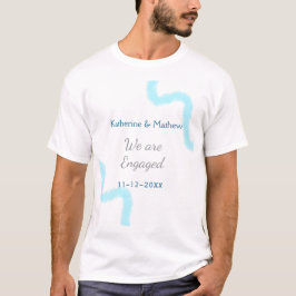 Wir sind verlobt blaugraue Aquarellspirale stilvol T-Shirt