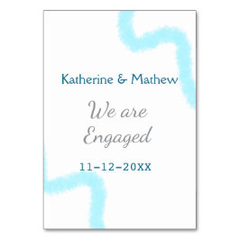 Wir sind verlobt blaugraue Aquarellspirale stilvol Tischnummer