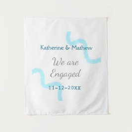 Wir sind verlobt blaugraue Aquarellspirale stilvol Wandteppich