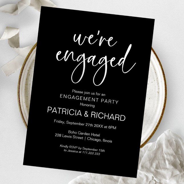 Wir sind Verlobt Chic Calligrafy Engagement Party Einladung (Von Creator hochgeladen)