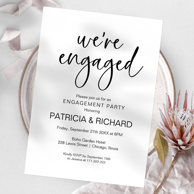 Wir sind Verlobt Chic Calligrafy Engagement Party Einladung (Von Creator hochgeladen)