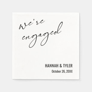 Wir sind verlobt. Einfache elegante Typografie, We Serviette
