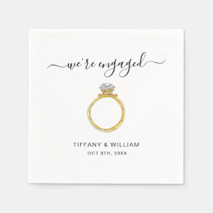 Wir sind verlobt Eleganter Ring Verlobungsfeier Serviette