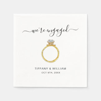 Wir sind verlobt Eleganter Ring Verlobungsfeier Serviette