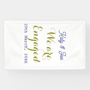 Wir sind verlobt lila gold name datum elegant einf banner