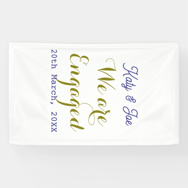 Wir sind verlobt lila gold name datum elegant einf banner (Horizontal)