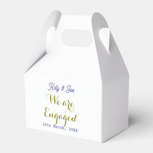 Wir sind verlobt lila gold name datum elegant einf geschenkschachtel