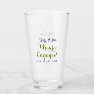 Wir sind verlobt lila gold name datum elegant einf glas