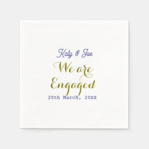 Wir sind verlobt lila gold name datum elegant einf serviette