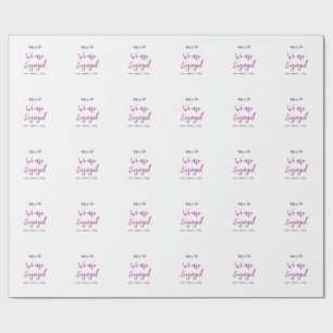 Wir sind verlobt lila rosa Name Datum elegant einf Geschenkpapier
