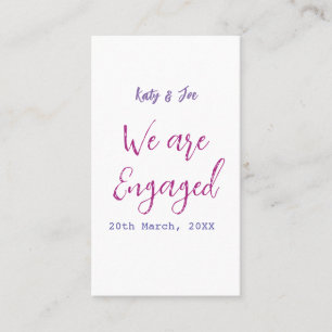Wir sind verlobt lila rosa Name Datum elegant einf Visitenkarte