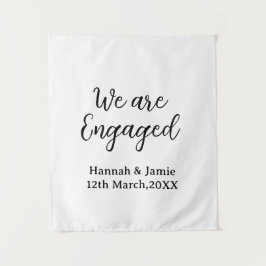 Wir sind verlobt name datum kalligrafiestilvoll wandteppich