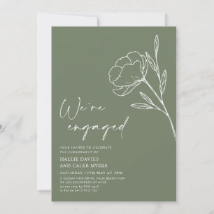 Wir sind Verlobt Sage Green Engagement Party Einladung