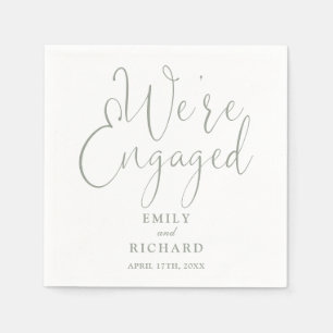 Wir sind Verlobt Sage Green Script Engagement Part Serviette