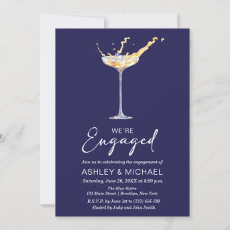 Wir sind Verlobte Elegant Champagne Engagement Par Einladung