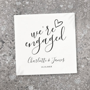 Wir sind Verlobte Engagement Party Schwarz und Wei Serviette