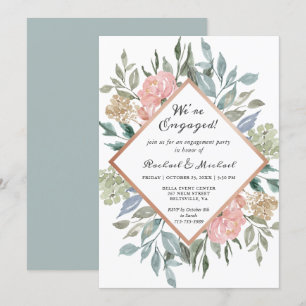 Wir sind Verlobte Rustikale Floral Frame Engagemen Einladung