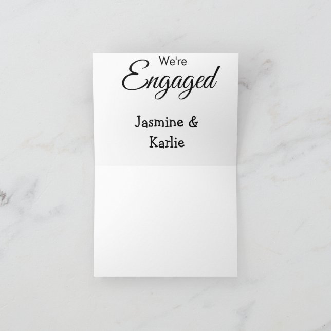 Wir sind verlobtes Paar Name romantisch stilvoll e Dankeskarte (Innenseite)