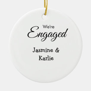 Wir sind verlobtes Paar Name romantisch stilvoll e Keramik Ornament