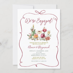 Wir sind Verlobtes Weihnachtscocktail Hand Drawn P Einladung