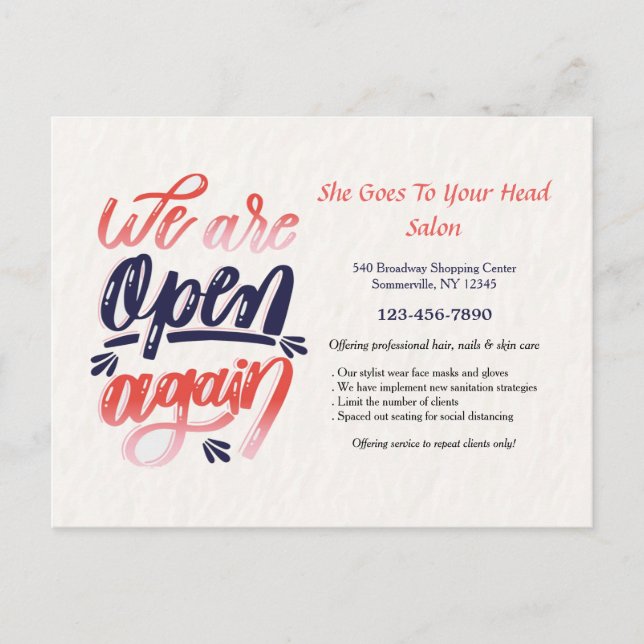 Wir sind wieder offen Postkarte (Vorderseite)