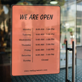 Wir sind zu den Öffnungszeiten Business Time Black Fensteraufkleber