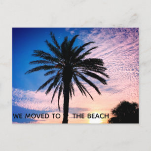 Wir sind zum Beach Palm Tree Foto Zuhause bewegend Postkarte