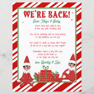Wir sind zurück Weihnachts-Elf-Brief Personalisier