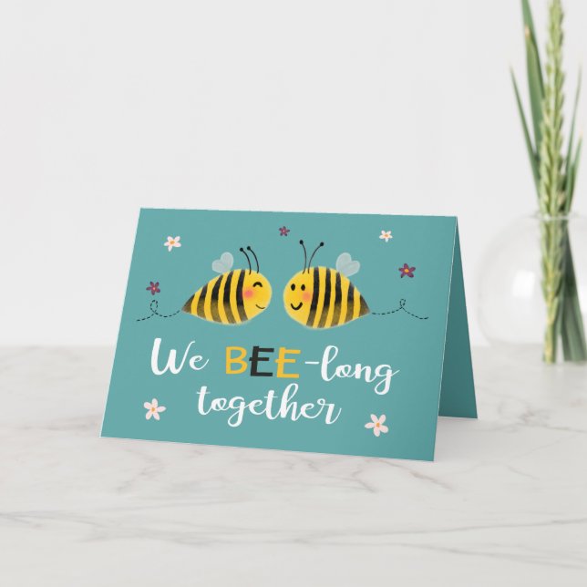 Wir sind zusammen mit Bienen und Blume Valentine Karte (Vorderseite)
