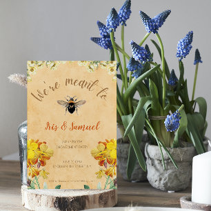 Wir sollen Biene Yellow Floral Frühling Vintage se Postkarte