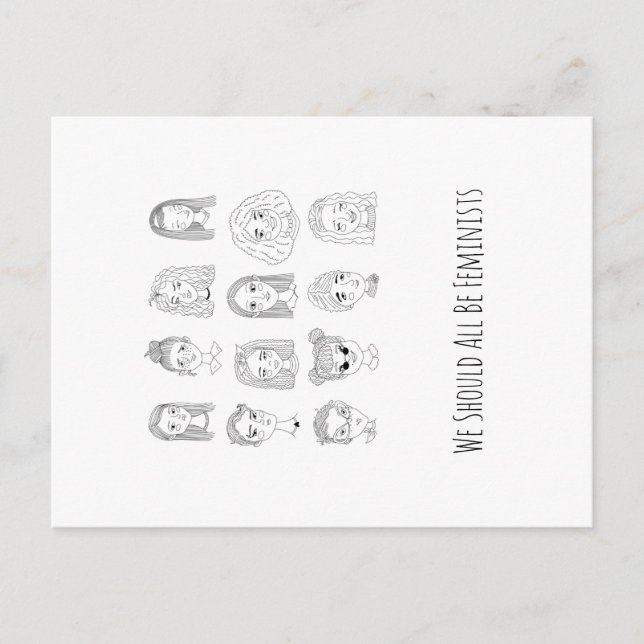 Wir sollten alle Feministen sein, Doodle Art Postc Postkarte (Vorderseite)