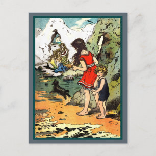 Wir spionieren zwei Meerjungfrauen auf den Felsen Feiertagspostkarte