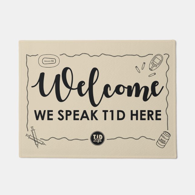 Wir sprechen T1d (Schwarzes/Sand) Fußmatte (Vorderseite)