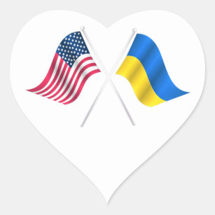 Wir stehen mit der Ukraine, den USA und der Ukrain Herz-Aufkleber