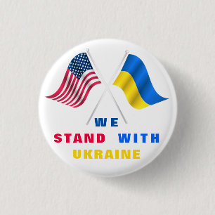 Wir stehen mit der Ukraine Flagge Amerikanische Fl Button