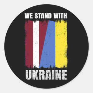 Wir stehen mit der Ukraine Lettisch Ukrainische Fr Runder Aufkleber