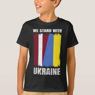 Wir stehen mit der Ukraine Lettisch Ukrainische Fr T-Shirt