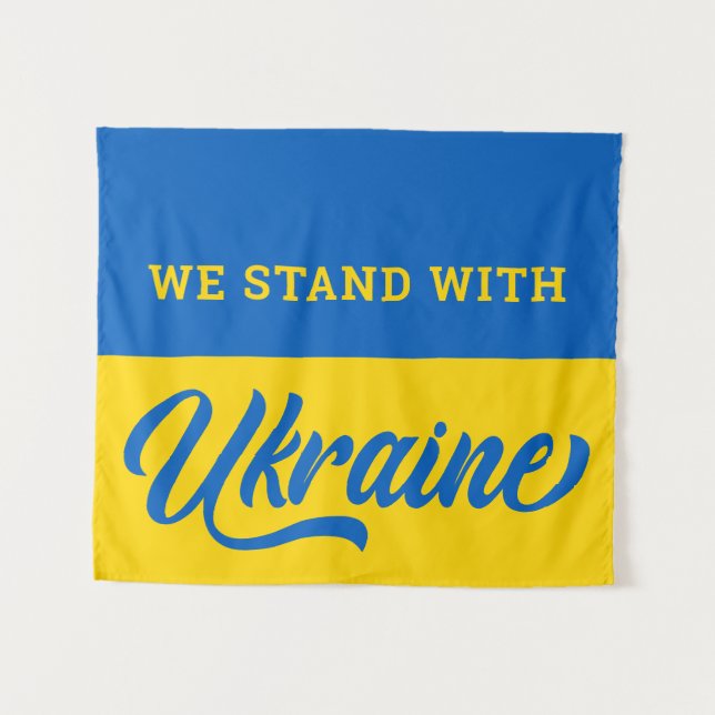 Wir stehen mit der ukrainischen Blue Gold ukrainis Wandteppich (Vorderseite (Horizontal))