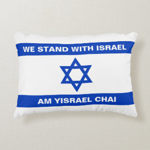 Wir stehen mit Israel Am Yisrael Chai Israel Flagg Dekokissen