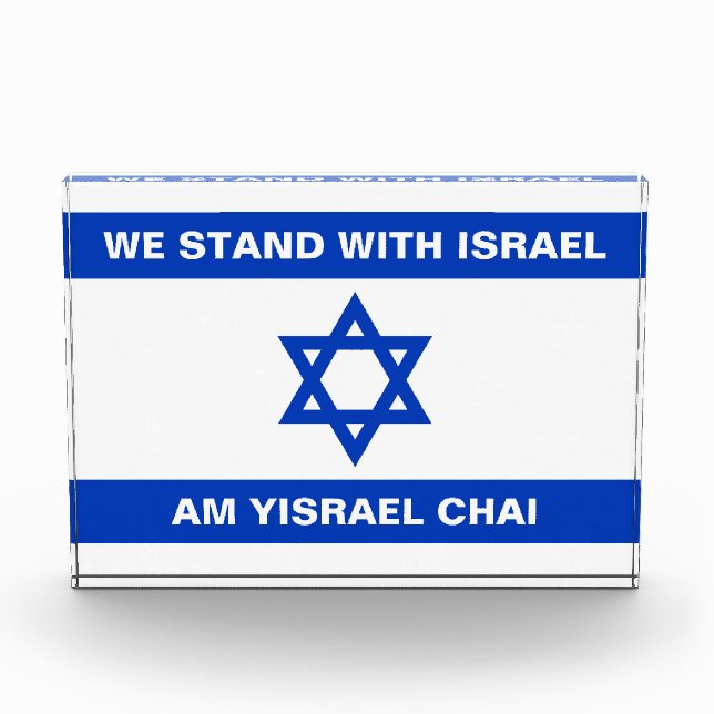 Wir stehen mit Israel Am Yisrael Chai Israel Flagg Fotoblock (Vorderseite)