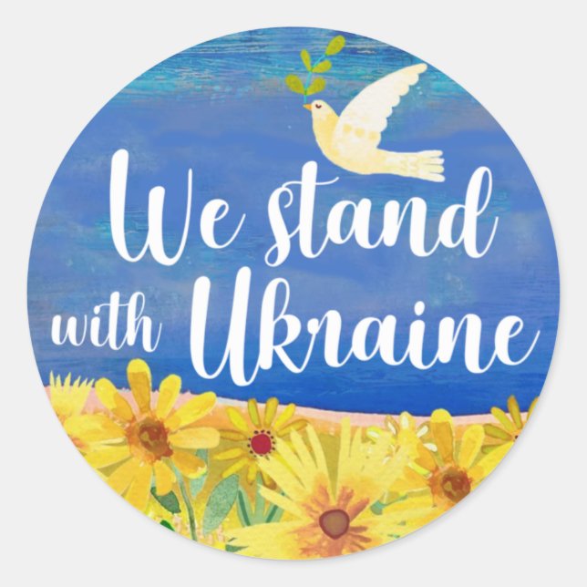 WIR STEHEN MIT UKRAINE-Stickern Runder Aufkleber (Vorderseite)